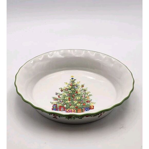 Christopher Radko Traditions Holiday Celebrations Quiche Pie Plate Dish 10" - Picture 2 of 16